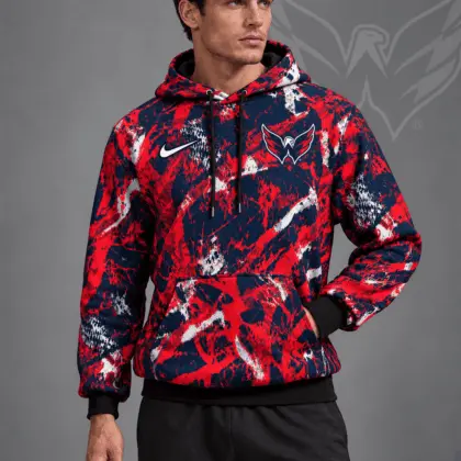 Washington Capitals | Premium NHL Abstract Camo All Over Print Pullover Hoodie NDN