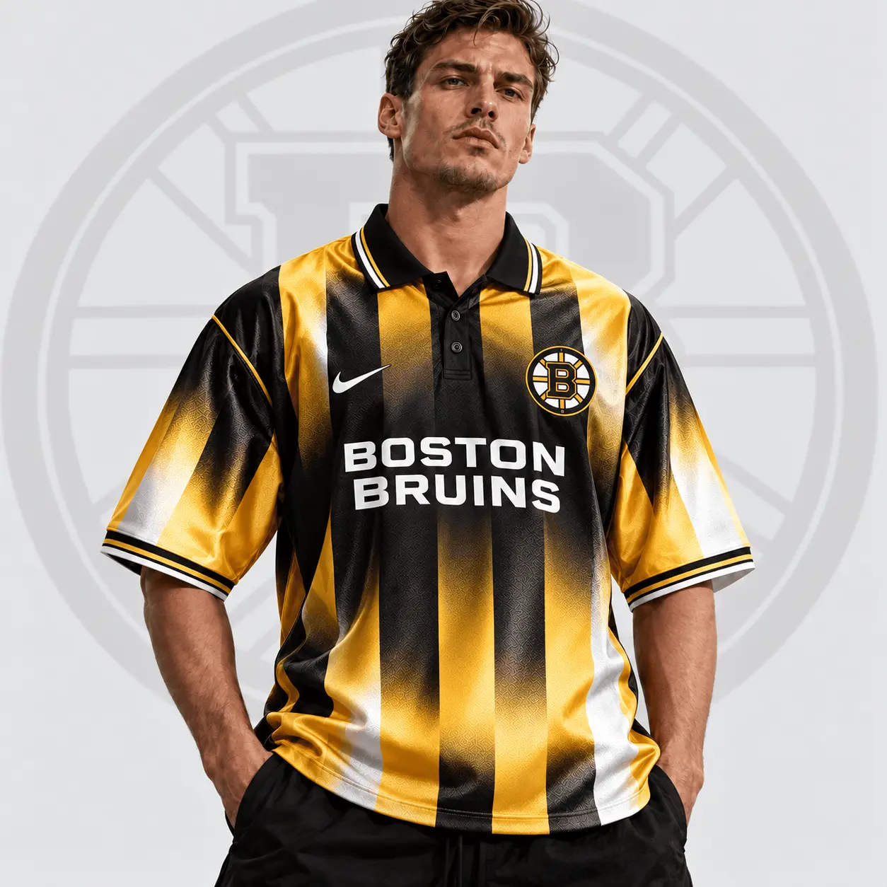 Boston Bruins | Premium NHL Heritage Stripe Performance Polo Shirt NDN