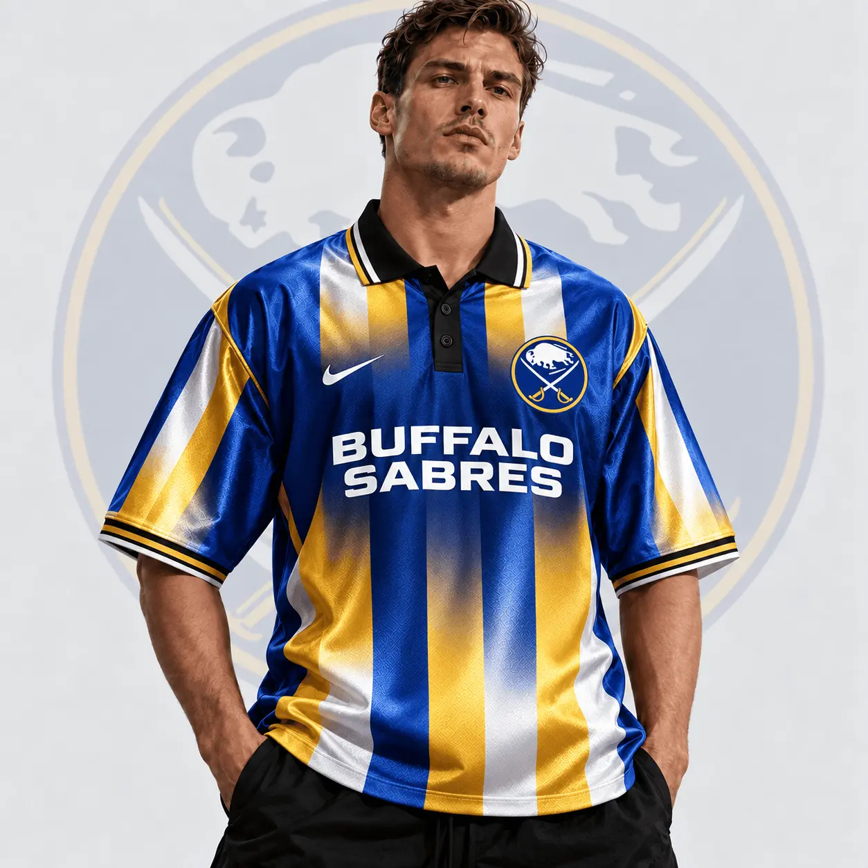 Buffalo Sabres | Premium NHL Heritage Stripe Performance Polo Shirt NDN