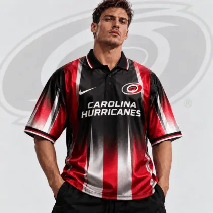 Carolina Hurricanes | Premium NHL Heritage Stripe Performance Polo Shirt NDN