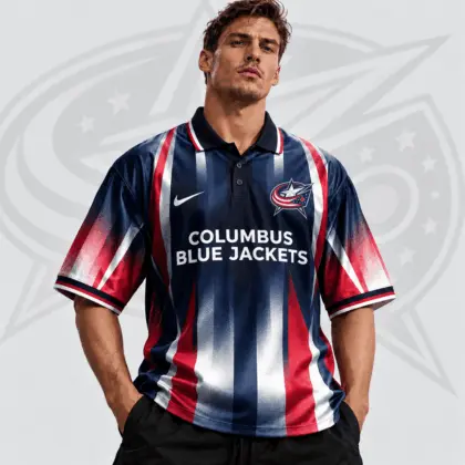 Columbus Blue Jackets | Premium NHL Heritage Stripe Performance Polo Shirt NDN