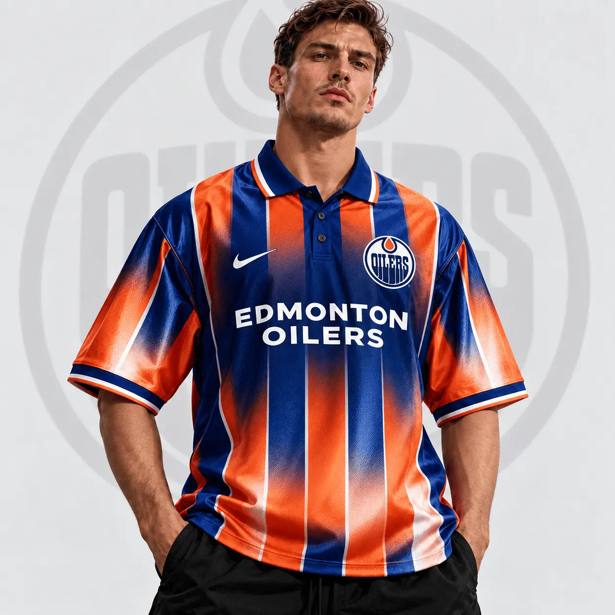 Edmonton Oilers | Premium NHL Heritage Stripe Performance Polo Shirt NDN