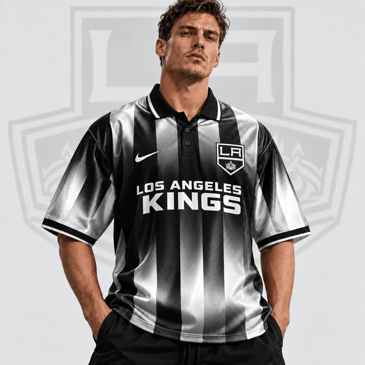 Los Angeles Kings | Premium NHL Heritage Stripe Performance Polo Shirt NDN