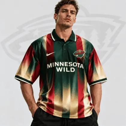 Minnesota Wild | Premium NHL Heritage Stripe Performance Polo Shirt NDN