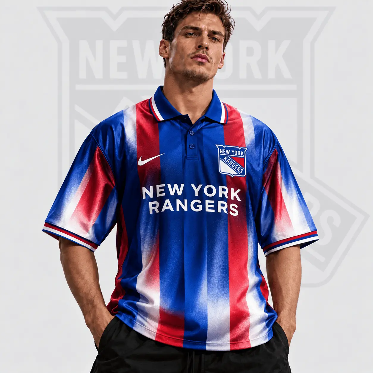 New York Rangers | Premium NHL Heritage Stripe Performance Polo Shirt NDN