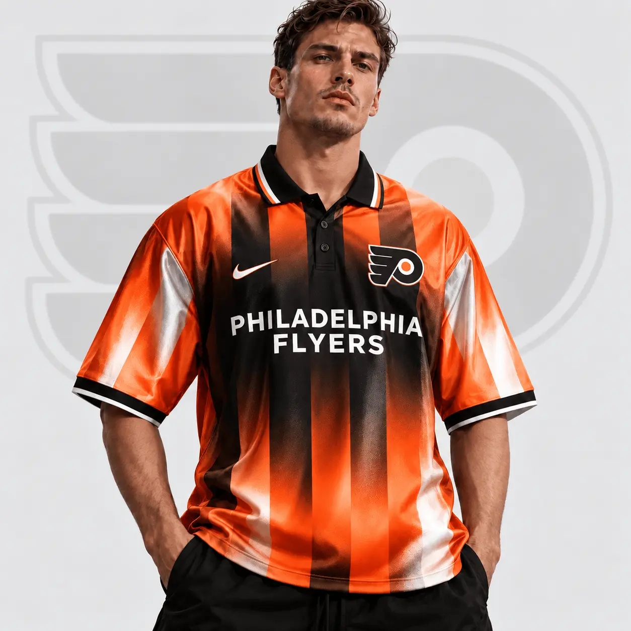 Philadelphia Flyers | Premium NHL Heritage Stripe Performance Polo Shirt NDN