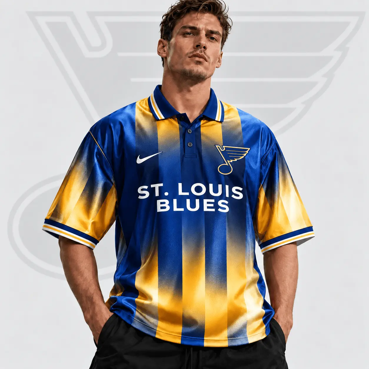 St. Louis Blues | Premium NHL Heritage Stripe Performance Polo Shirt NDN
