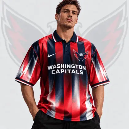 Washington Capitals | Premium NHL Heritage Stripe Performance Polo Shirt NDN