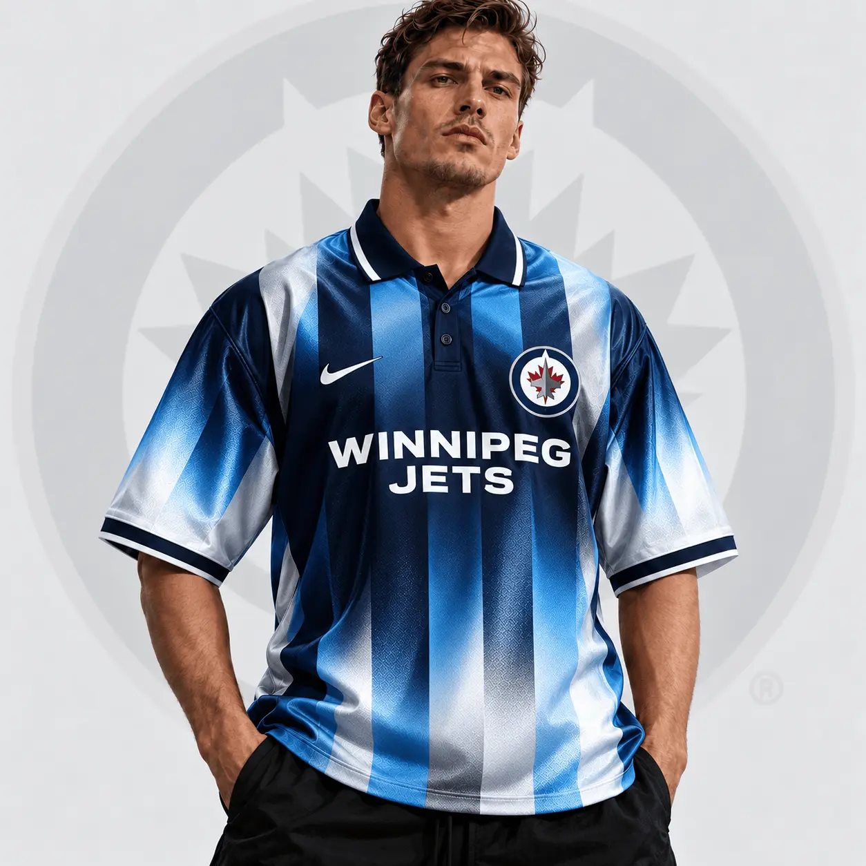 Winnipeg Jets | Premium NHL Heritage Stripe Performance Polo Shirt NDN