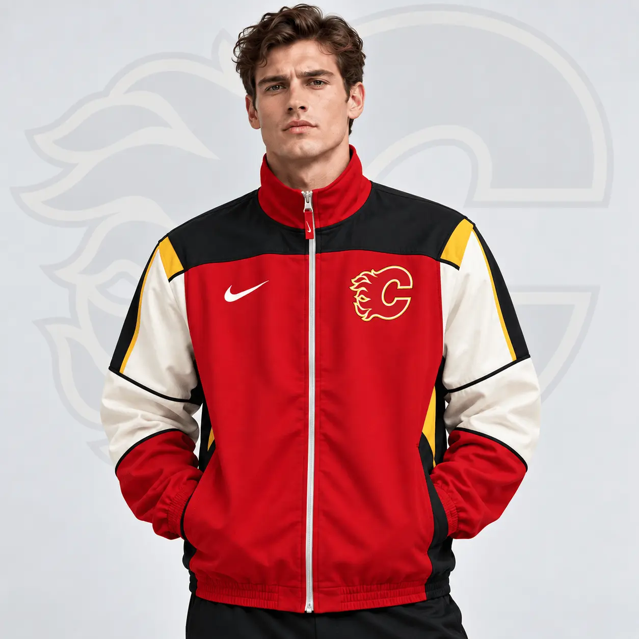 Calgary Flames | Premium NHL Classic Colorblock Full Zip Track Jacket NDN