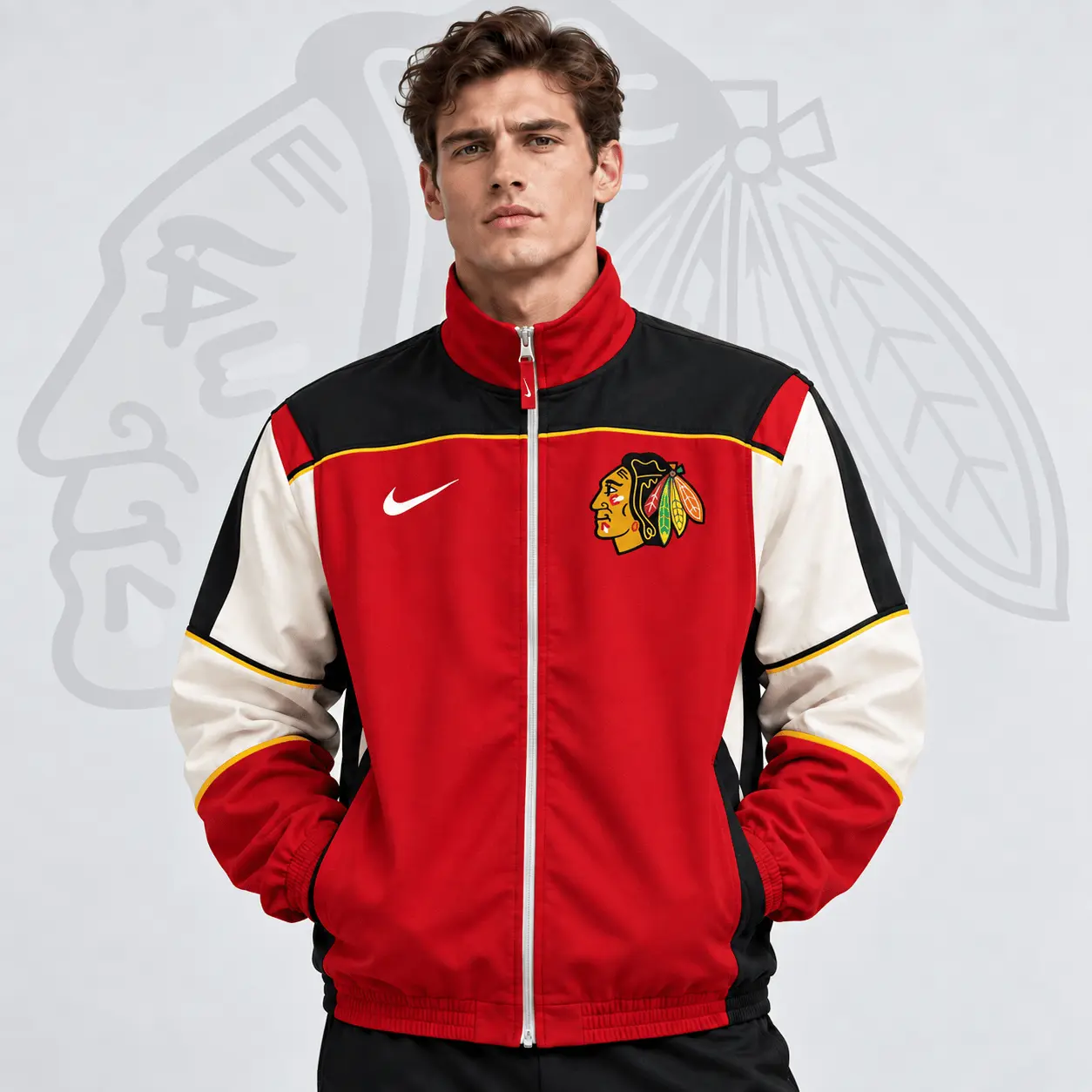 Chicago Blackhawks | Premium NHL Classic Colorblock Full Zip Track Jacket NDN