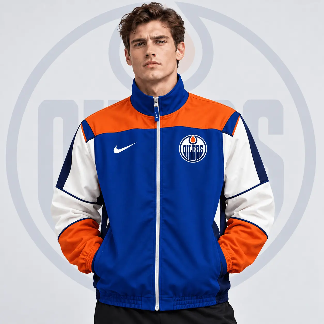 Edmonton Oilers | Premium NHL Classic Colorblock Full Zip Track Jacket NDN