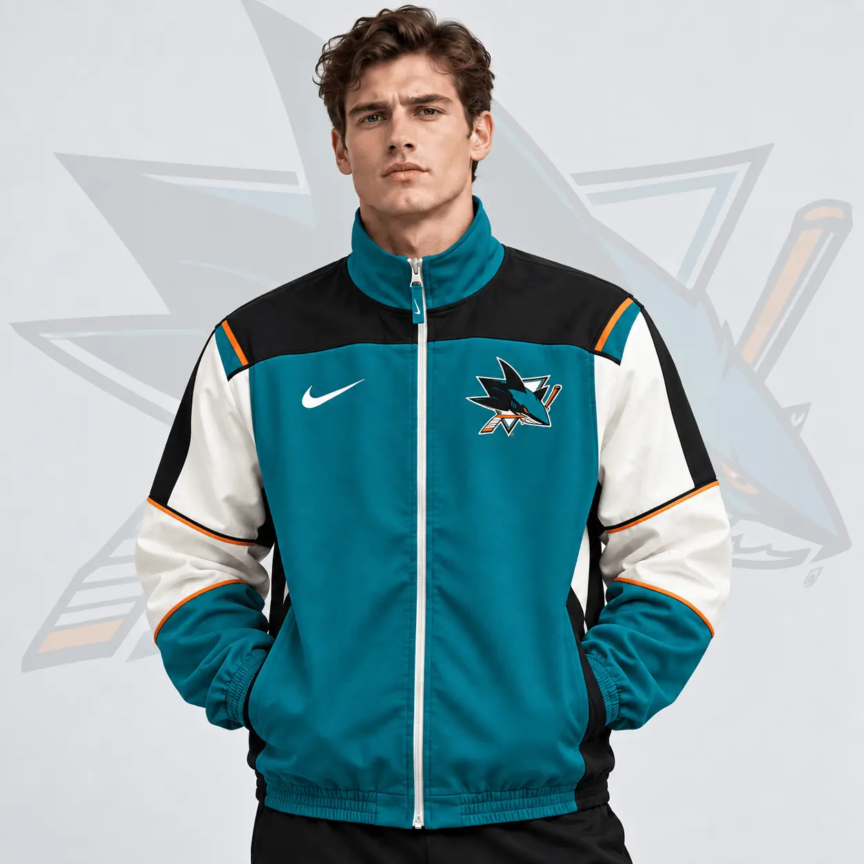 San Jose Sharks | Premium NHL Classic Colorblock Full Zip Track Jacket NDN