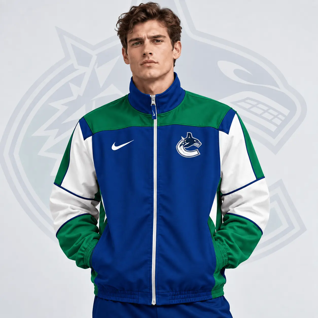 Vancouver Canucks | Premium NHL Classic Colorblock Full Zip Track Jacket NDN