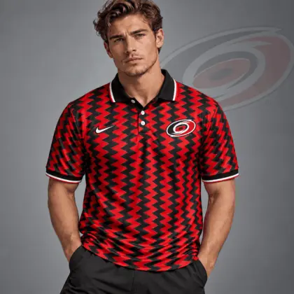 Carolina Hurricanes | Premium NHL Dynamic Chevron All Over Print Polo Shirt NDN