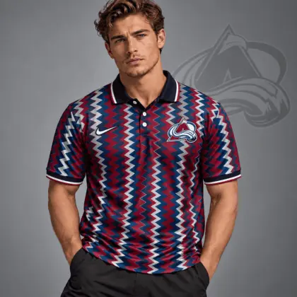 Colorado Avalanche | Premium NHL Dynamic Chevron All Over Print Polo Shirt NDN