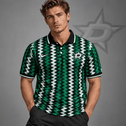 Dallas Stars | Premium NHL Dynamic Chevron All Over Print Polo Shirt NDN