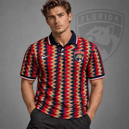 Florida Panthers | Premium NHL Dynamic Chevron All Over Print Polo Shirt NDN