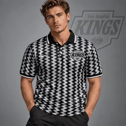 Los Angeles Kings | Premium NHL Dynamic Chevron All Over Print Polo Shirt NDN