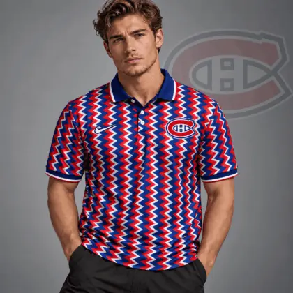 Montreal Canadiens | Premium NHL Dynamic Chevron All Over Print Polo Shirt NDN