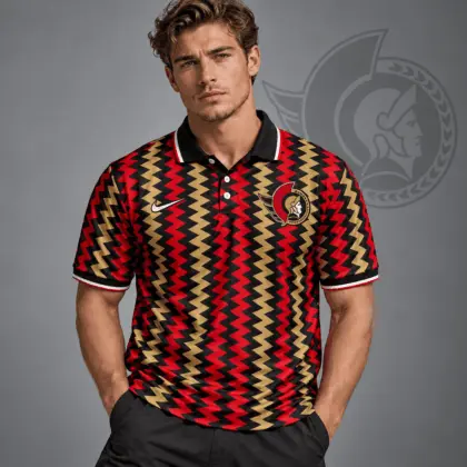 Ottawa Senators | Premium NHL Dynamic Chevron All Over Print Polo Shirt NDN