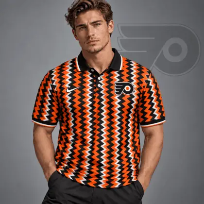 Philadelphia Flyers | Premium NHL Dynamic Chevron All Over Print Polo Shirt NDN