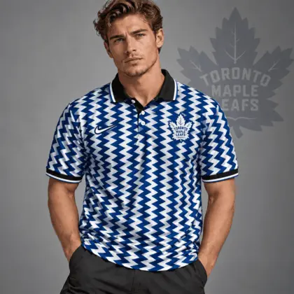 Toronto Maple Leafs | Premium NHL Dynamic Chevron All Over Print Polo Shirt NDN