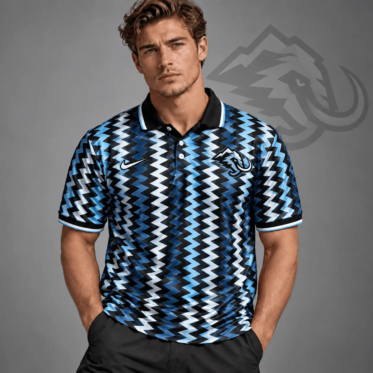 Utah Mammoth | Premium NHL Dynamic Chevron All Over Print Polo Shirt NDN