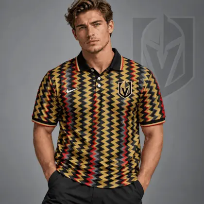 Vegas Golden Knights | Premium NHL Dynamic Chevron All Over Print Polo Shirt NDN