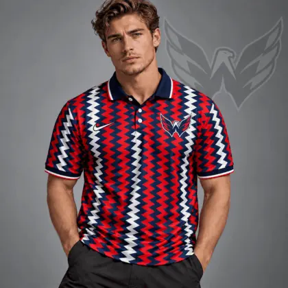 Washington Capitals | Premium NHL Dynamic Chevron All Over Print Polo Shirt NDN