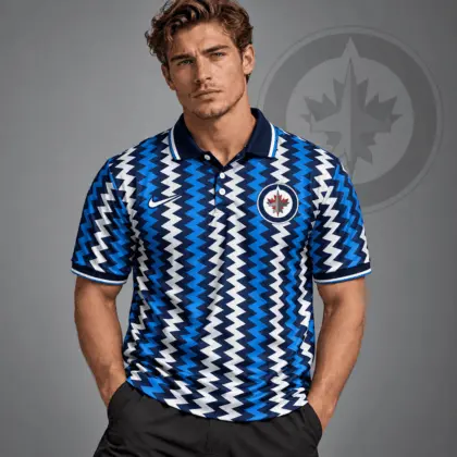 Winnipeg Jets | Premium NHL Dynamic Chevron All Over Print Polo Shirt NDN