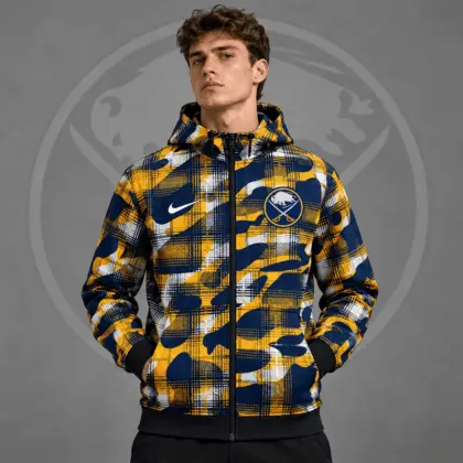 Buffalo Sabres | Premium NHL Urban Plaid Camo Full Zip Hoodie Jacket NDN