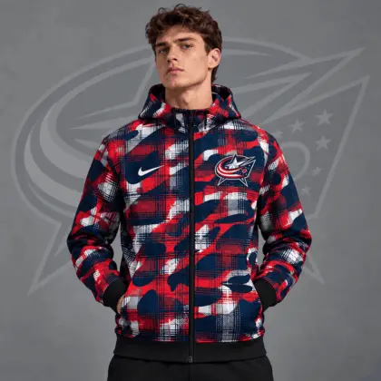 Columbus Blue Jackets | Premium NHL Urban Plaid Camo Full Zip Hoodie Jacket NDN