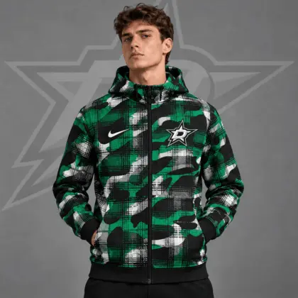Dallas Stars | Premium NHL Urban Plaid Camo Full Zip Hoodie Jacket NDN
