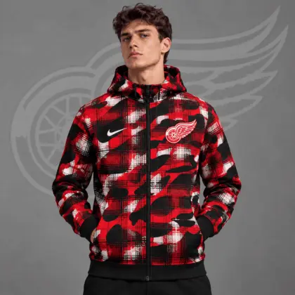 Detroit Red Wings | Premium NHL Urban Plaid Camo Full Zip Hoodie Jacket NDN