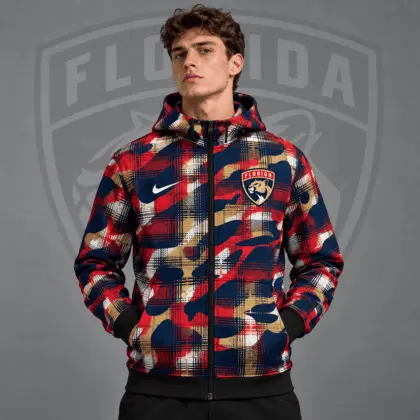 Florida Panthers | Premium NHL Urban Plaid Camo Full Zip Hoodie Jacket NDN