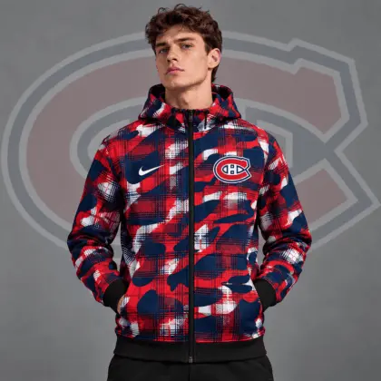 Montreal Canadiens | Premium NHL Urban Plaid Camo Full Zip Hoodie Jacket NDN