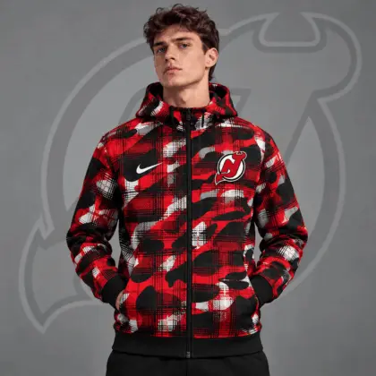 New Jersey Devils | Premium NHL Urban Plaid Camo Full Zip Hoodie Jacket NDN