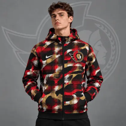 Ottawa Senators | Premium NHL Urban Plaid Camo Full Zip Hoodie Jacket NDN
