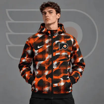 Philadelphia Flyers | Premium NHL Urban Plaid Camo Full Zip Hoodie Jacket NDN