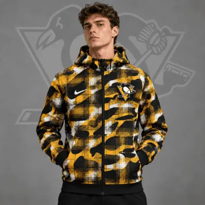 Pittsburgh Penguins | Premium NHL Urban Plaid Camo Full Zip Hoodie Jacket NDN