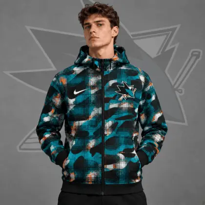 San Jose Sharks | Premium NHL Urban Plaid Camo Full Zip Hoodie Jacket NDN
