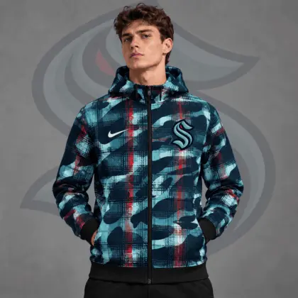 Seattle Kraken | Premium NHL Urban Plaid Camo Full Zip Hoodie Jacket NDN