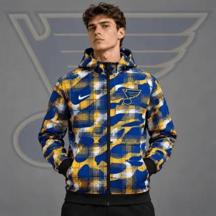St. Louis Blues | Premium NHL Urban Plaid Camo Full Zip Hoodie Jacket NDN