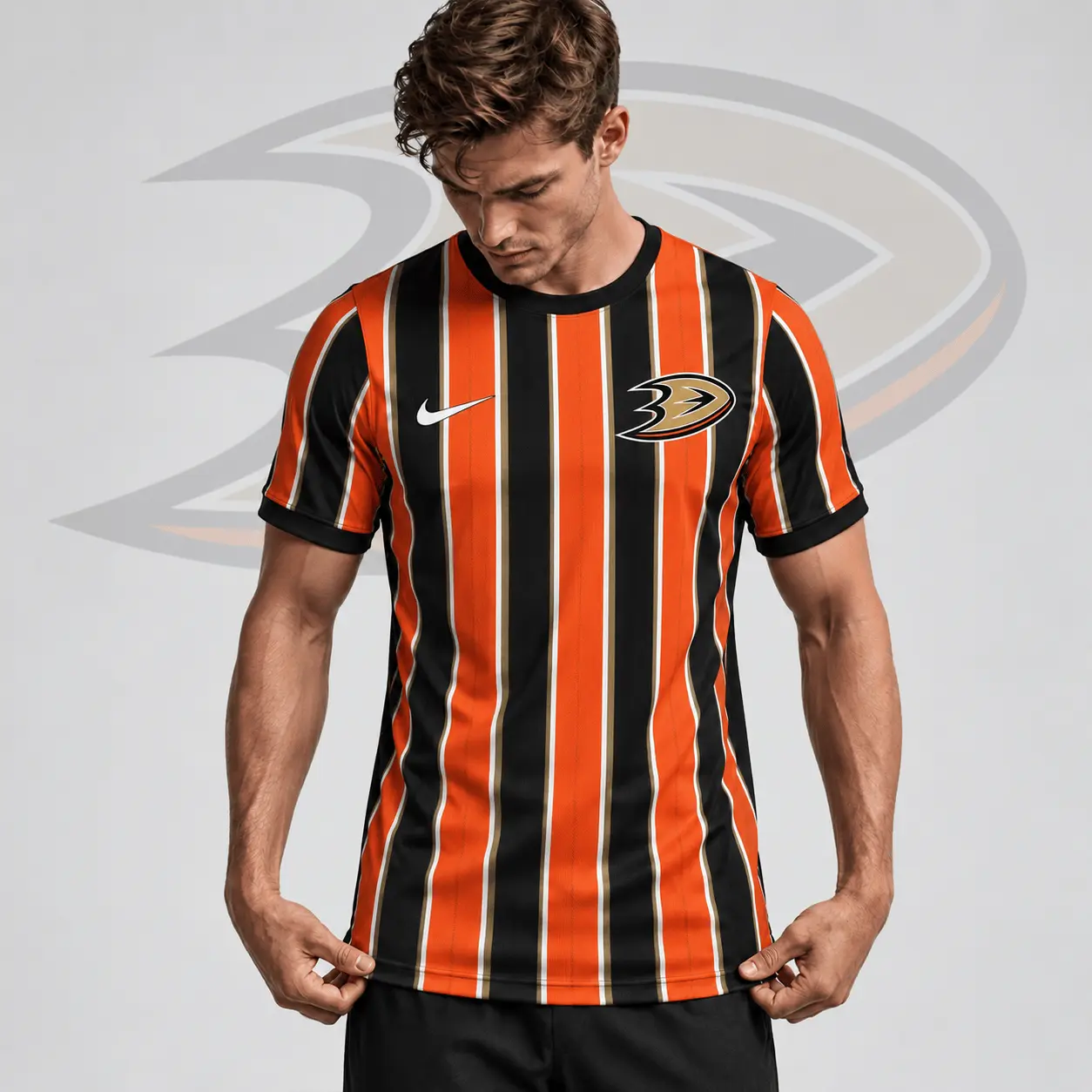 Anaheim Ducks | Premium NHL Vintage Vertical Stripe Performance T-Shirt NDN