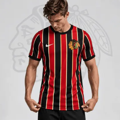 Chicago Blackhawks | Premium NHL Vintage Vertical Stripe Performance T-Shirt NDN