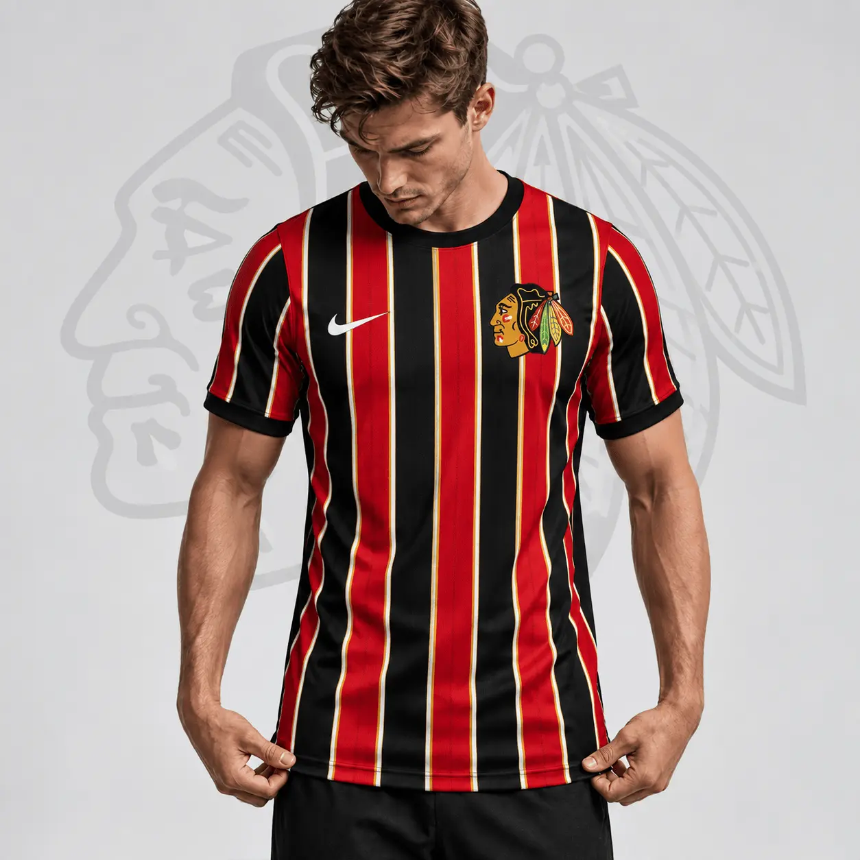 Chicago Blackhawks | Premium NHL Vintage Vertical Stripe Performance T-Shirt NDN