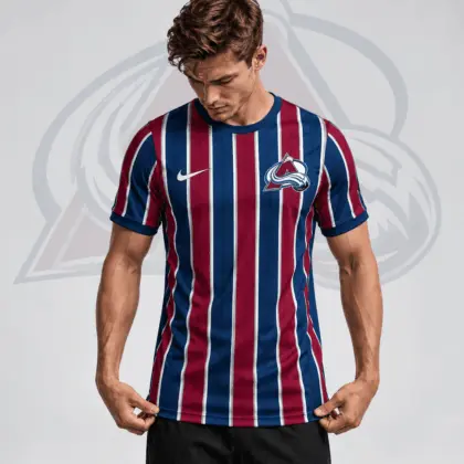 Colorado Avalanche | Premium NHL Vintage Vertical Stripe Performance T-Shirt NDN