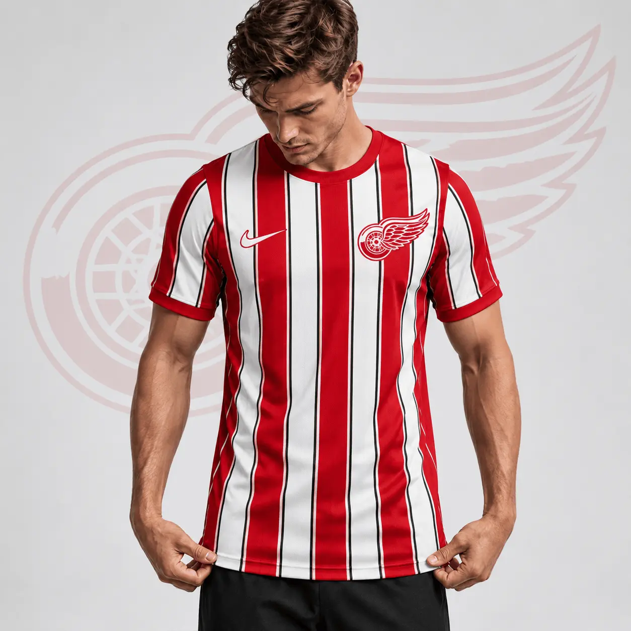 Detroit Red Wings | Premium NHL Vintage Vertical Stripe Performance T-Shirt NDN