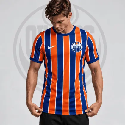 Edmonton Oilers | Premium NHL Vintage Vertical Stripe Performance T-Shirt NDN